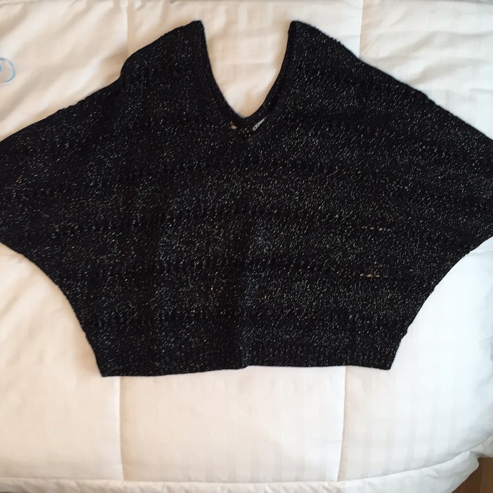 Express v-neck short sleeve glitter sweater/crop